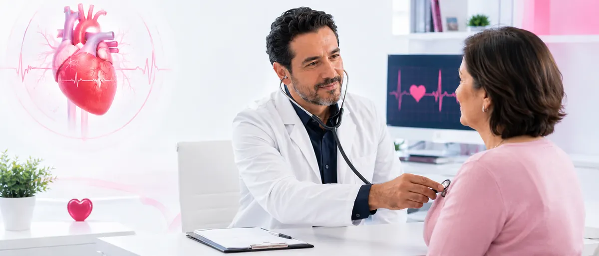 Dr. Alejandro Salazar en consulta cardiológica con paciente